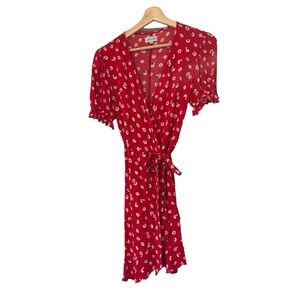 Ghanda Red Floral Wrap Dress - S
